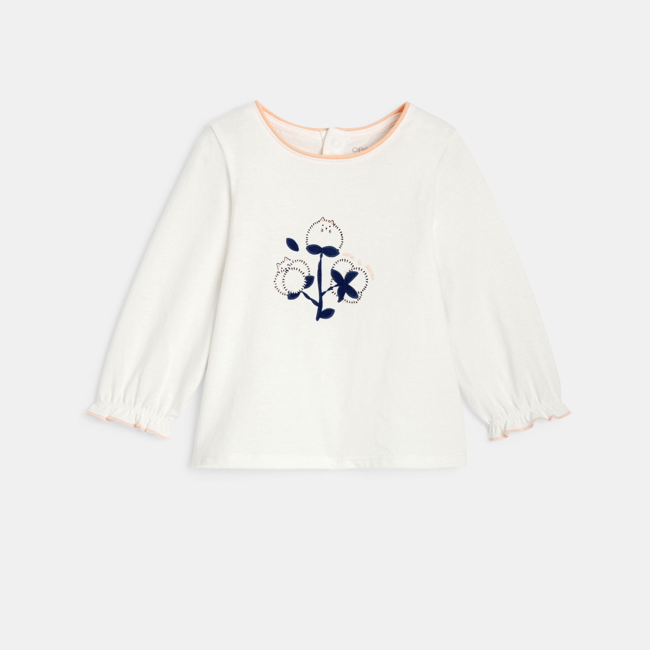 Áo blouse trắng in hoa mèo